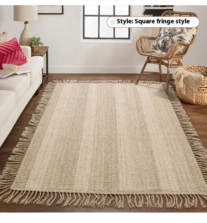 Tapis en Laine Naturelle avec Rayures │ Artisanat raffiné et Fait Main