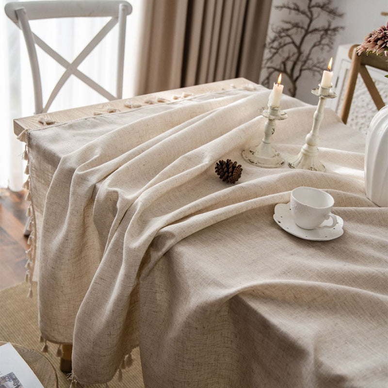 Nappe Ronde Unie │ Lin et Polyester │ Feuille de Lotus