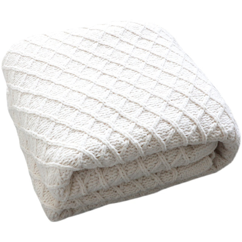 Couverture Tricotée Chenille Épais et Doux │ Blanc Uni