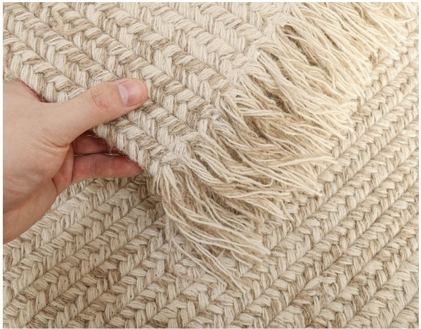 Tapis en Laine Naturelle avec Rayures │ Artisanat raffiné et Fait Main