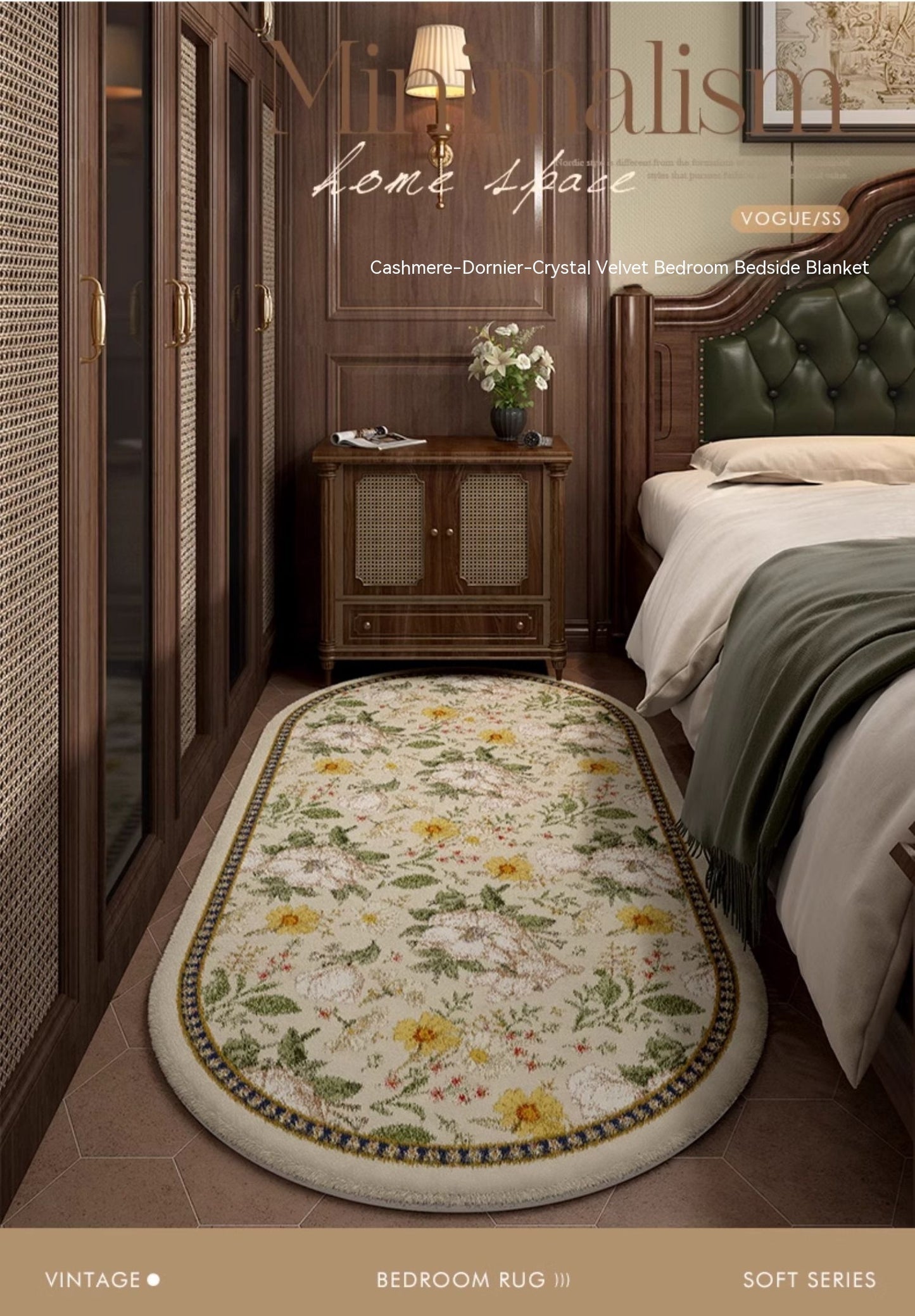 Tapis de Chevet Rétro en Forme Spéciale │ Élégance Naturelle pour la Chambre