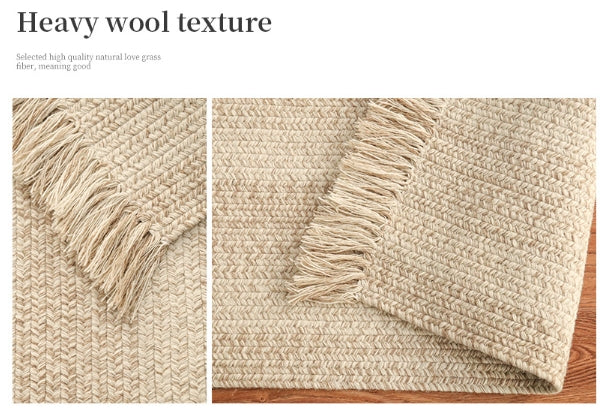 Tapis en Laine Naturelle avec Rayures │ Artisanat raffiné et Fait Main
