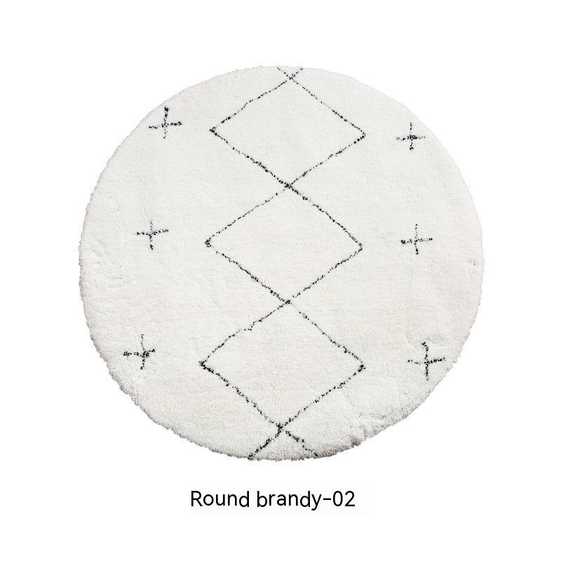 Tapis Rond en Velours Simple et Élégant │ Tapis à Rayures Noir et Blanc