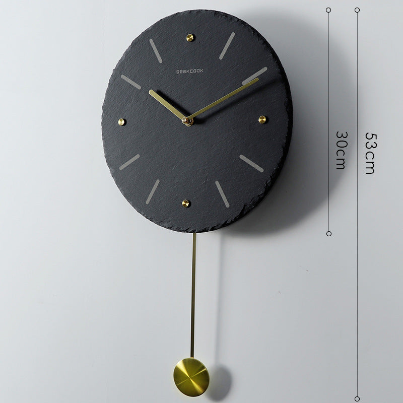 Horloge Murale en Ardoise Naturelle │ Élégance Artisanale pour un Temps Paisible