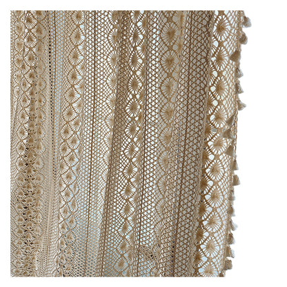 Rideaux Finis en Coton et Chanvre de Style Pastoral Crochet Creux Américain │ Pour une Décoration Rustique et Semi-Ombrage