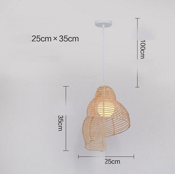 Suspension en Rotin Escargot Nouvelle Génération │ Lampe Créative Art Vintage pour Salon de Lecture