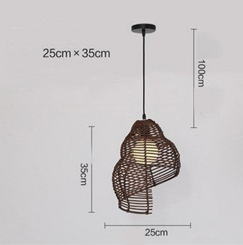 Suspension en Rotin Escargot Nouvelle Génération │ Lampe Créative Art Vintage pour Salon de Lecture