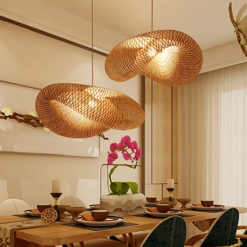 Lustre en Bambou pour une Ambiance Zen │ Lampe de Salon de Thé