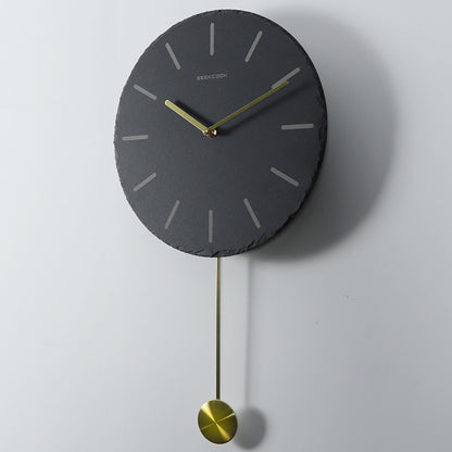 Horloge Murale en Ardoise Naturelle │ Élégance Artisanale pour un Temps Paisible