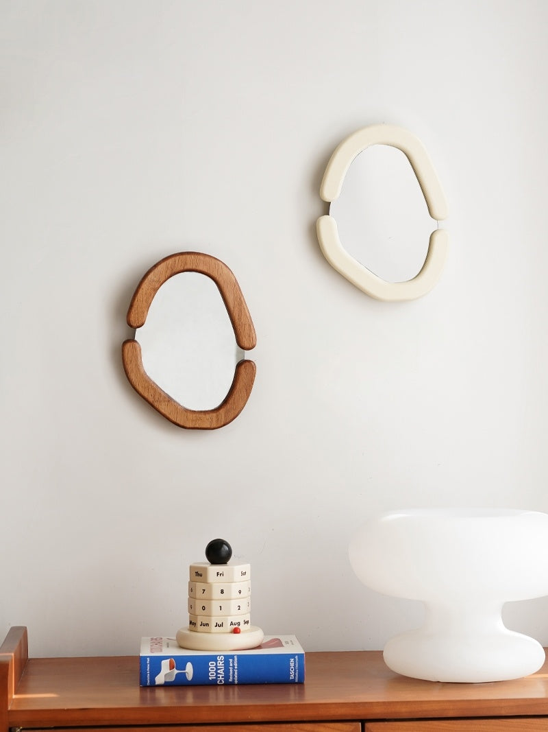 Miroir en Bois Rétro Fait à la Main │ Élégance Minimaliste pour Bureau et Coiffeuse