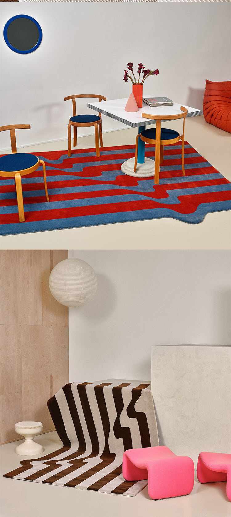 Tapis de Sol Échiquier Moderne │ Tapis Carré Cachemire