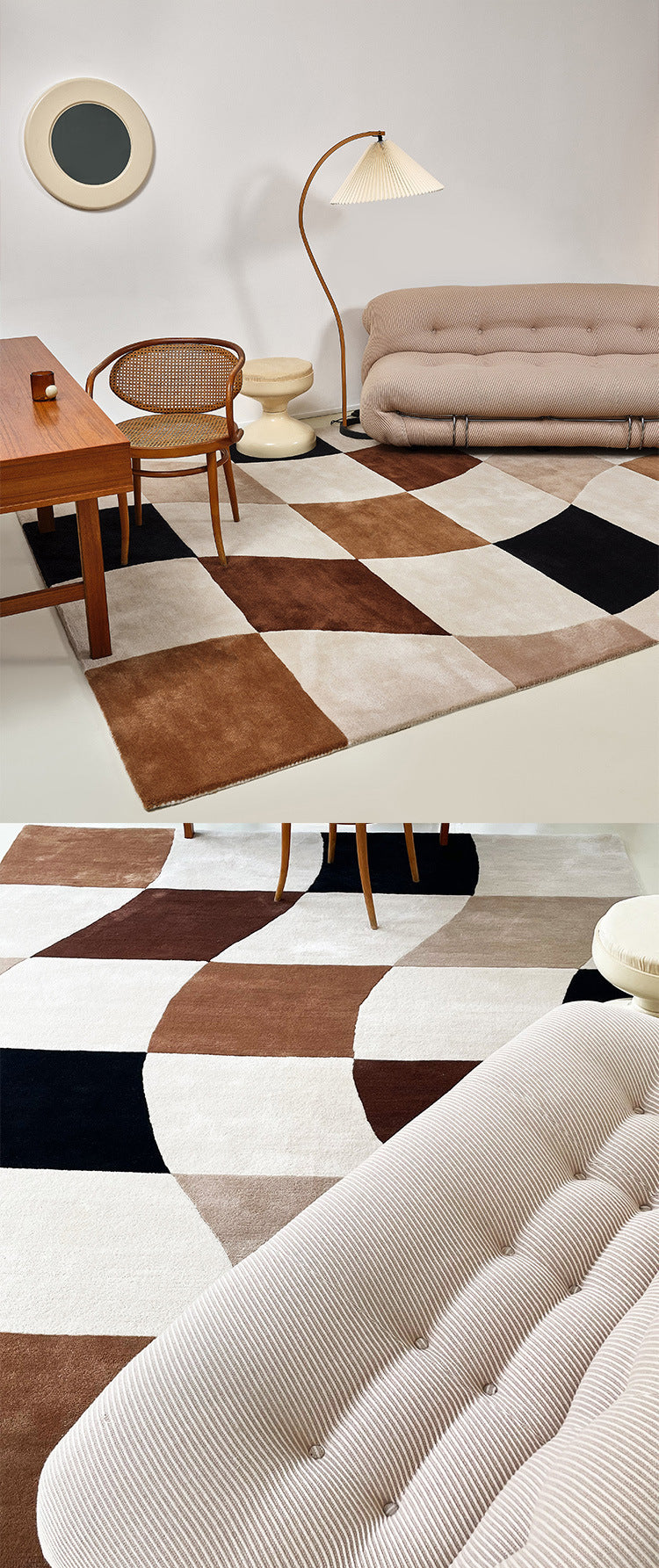 Tapis de Sol Échiquier Moderne │ Tapis Carré Cachemire