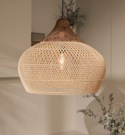 Lustre Vintage en Rotin │ Ambiance Chaleureuse et Charme Rustique pour Votre Salon ou Salle à Manger