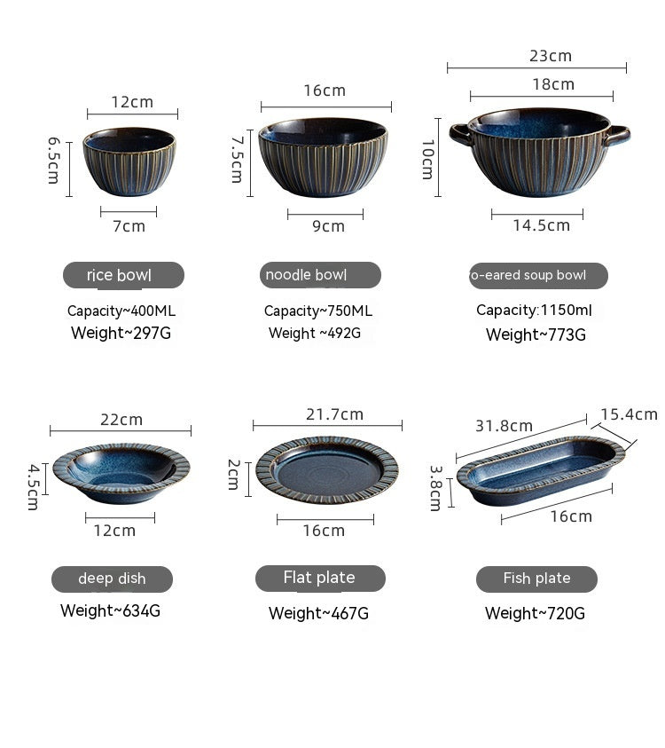 Bols et Assiettes en Céramique Cuite au Four │ Motif Ciel Étoilé