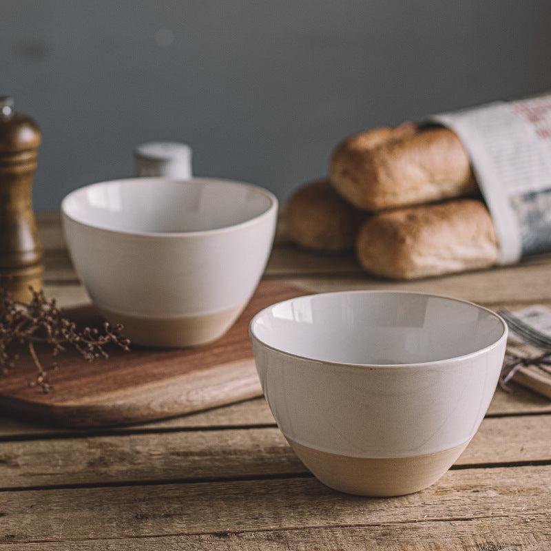 Bol en Porcelaine Rétro Texturé │ Bol à Salade Élégant en Pierre