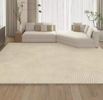 Tapis Chambre en Laine Plush │ Motif Rayé pour un Confort Moderne et Minimaliste