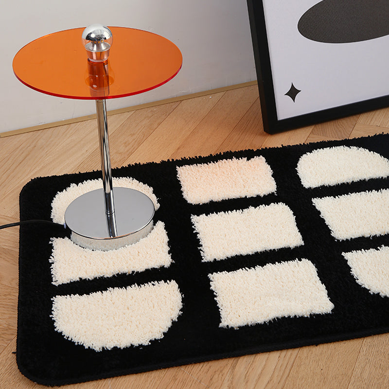 Tapis de Chevet Moderne Noir et Blanc │ Élégance Intemporelle pour Votre Espace de Repos