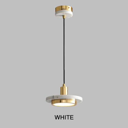 Lustre Minimaliste Rond en Marbre Nordique │ Éclairage Réglable │ pour Salon ou Chambre
