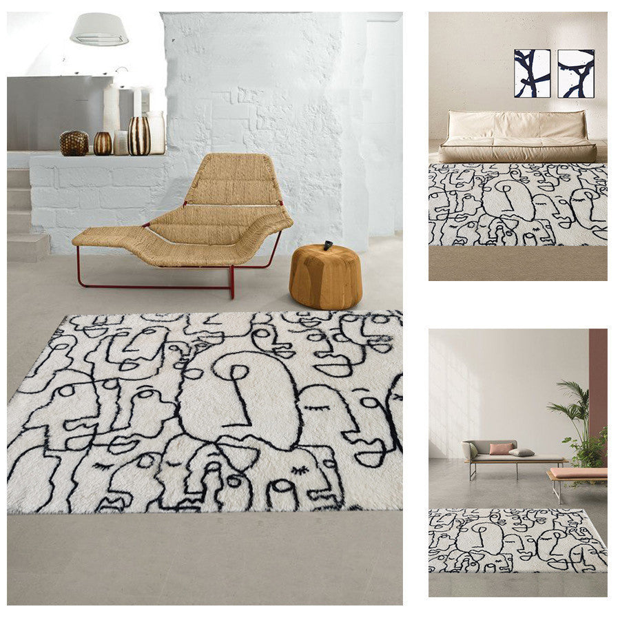 Tapis Moderne Minimaliste │ Design Abstrait Inspiré de Picasso │ pour Salon