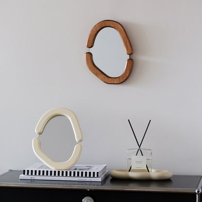 Miroir en Bois Rétro Fait à la Main │ Élégance Minimaliste pour Bureau et Coiffeuse