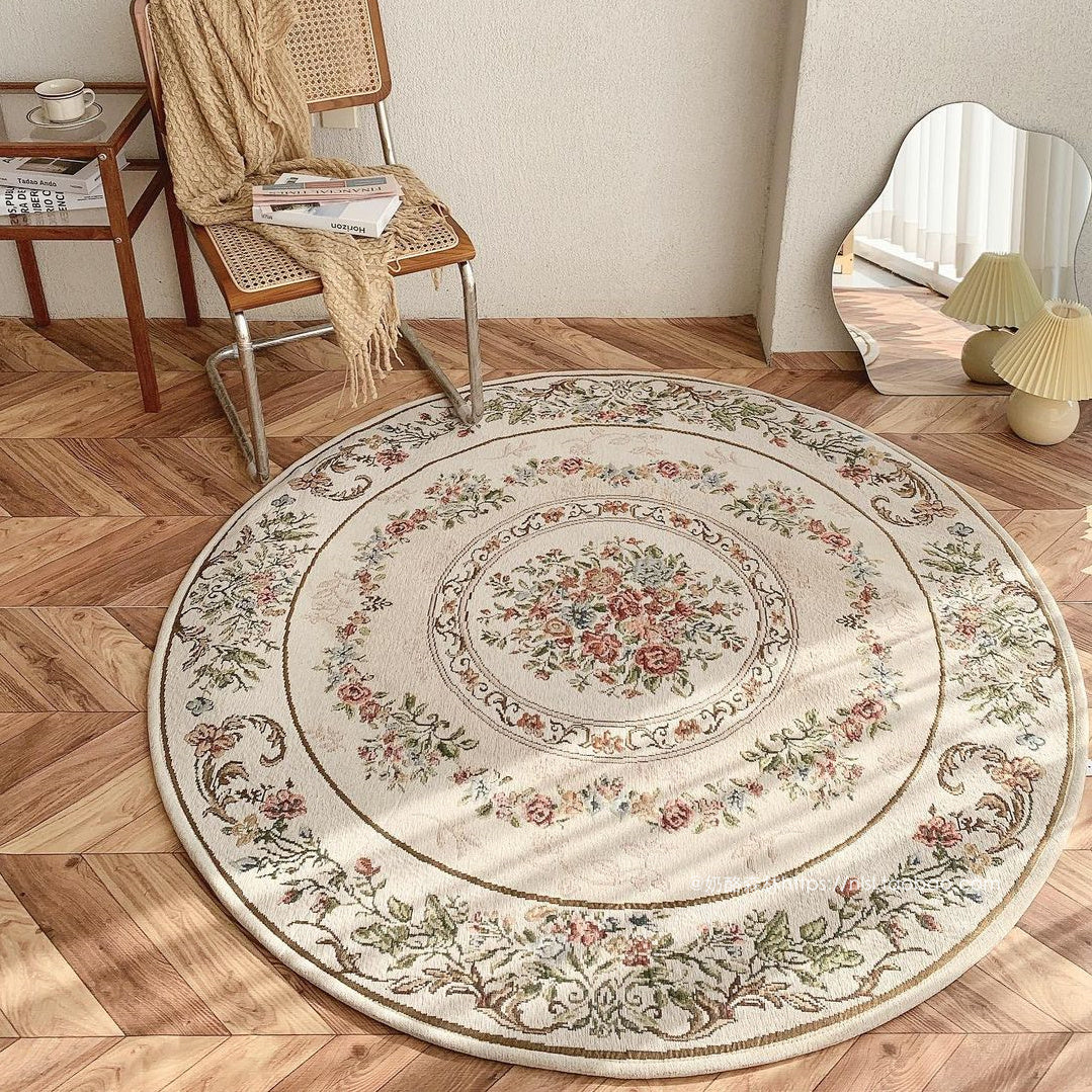 Tapis Rond de Style Européen Pastoral │ Élégance et Confort pour un Intérieur Chaleureux