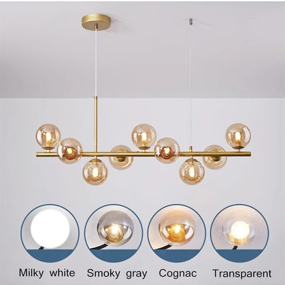 Lustre en Verre Minimaliste │ Éclairage Élégant avec Finitions Contemporaines et Hauteur Réglable