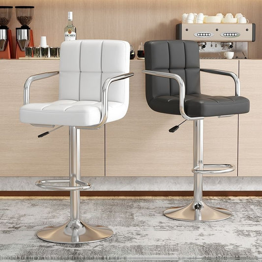 Chaise Moderne Blanche │ Hauteur Ajustable et Pivotante │ Parfaite pour la Cuisine