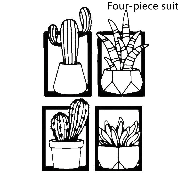 Œuvre  Murale en Métal Silhouette Cactus │ Œuvre d'Art Décorative Moderne