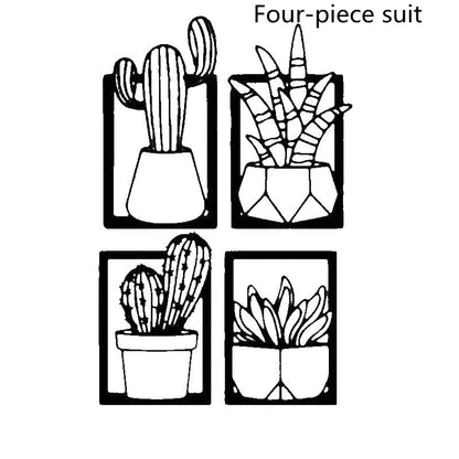 Œuvre  Murale en Métal Silhouette Cactus │ Œuvre d'Art Décorative Moderne