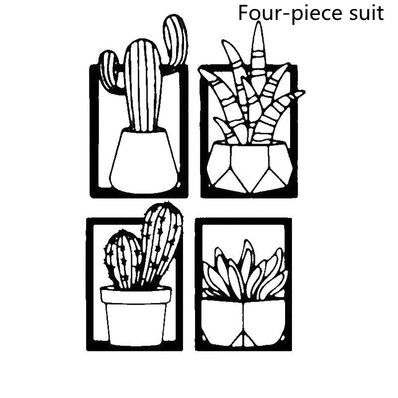 Œuvre  Murale en Métal Silhouette Cactus │ Œuvre d'Art Décorative Moderne