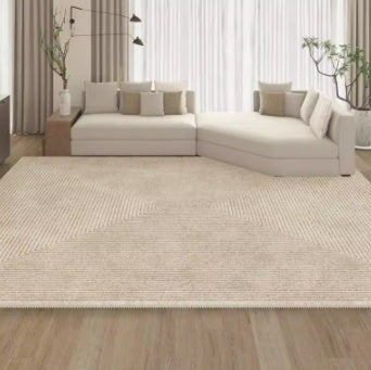 Tapis Chambre en Laine Plush │ Motif Rayé pour un Confort Moderne et Minimaliste