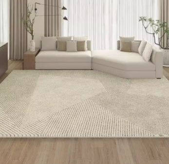 Tapis Chambre en Laine Plush │ Motif Rayé pour un Confort Moderne et Minimaliste