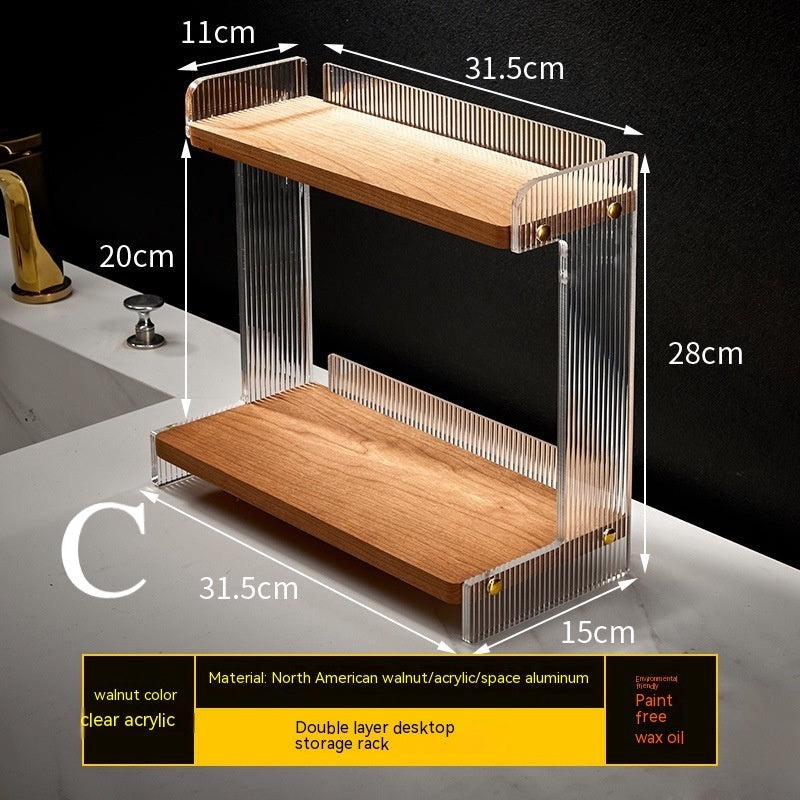 Étagère de Salle de Bain en Acrylique Noyer │ Simplicité Moderne et Fonctionnalités Polyvalentes