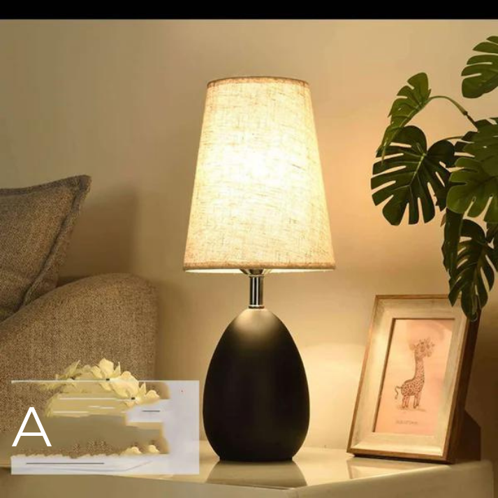 Lampe de Chevet à Variation de Lumière │ Design Élégant en Lin │ pour Chambre à Coucher