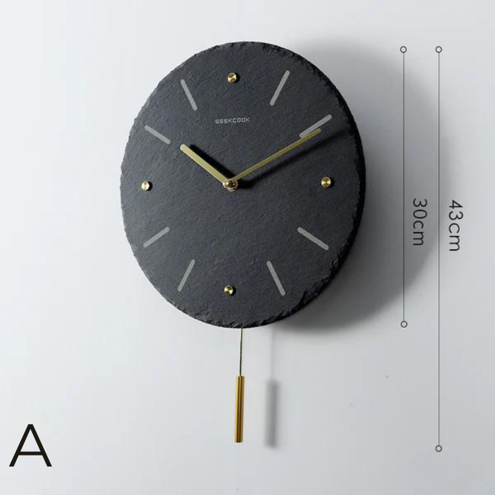 Horloge Murale en Ardoise Naturelle │ Élégance Artisanale pour un Temps Paisible