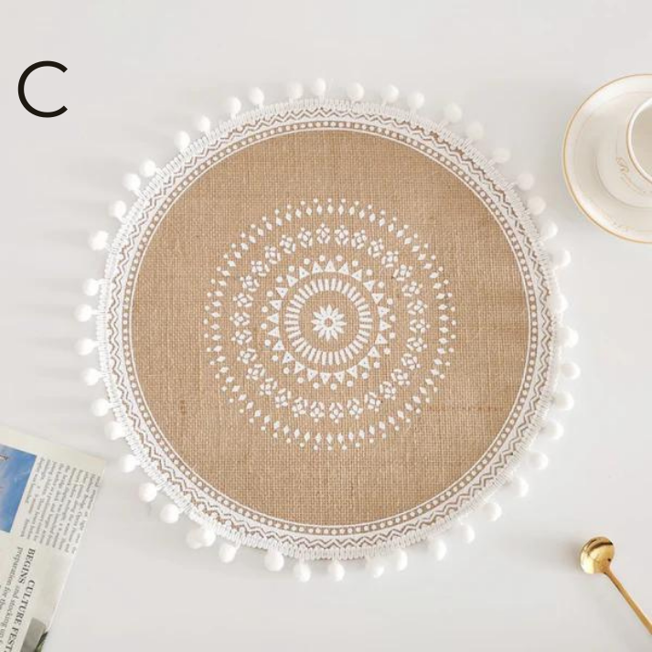 Jute Décoratif Nordique avec Bordure à Franges │ Accessoire de Table pour un style Minimaliste