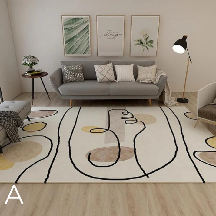 Tapis de Salon Moderne Minimaliste │ Design Contemporain avec Procédé d'Encryptage