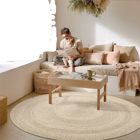 Tapis en Laine Naturelle avec Rayures │ Artisanat raffiné et Fait Main