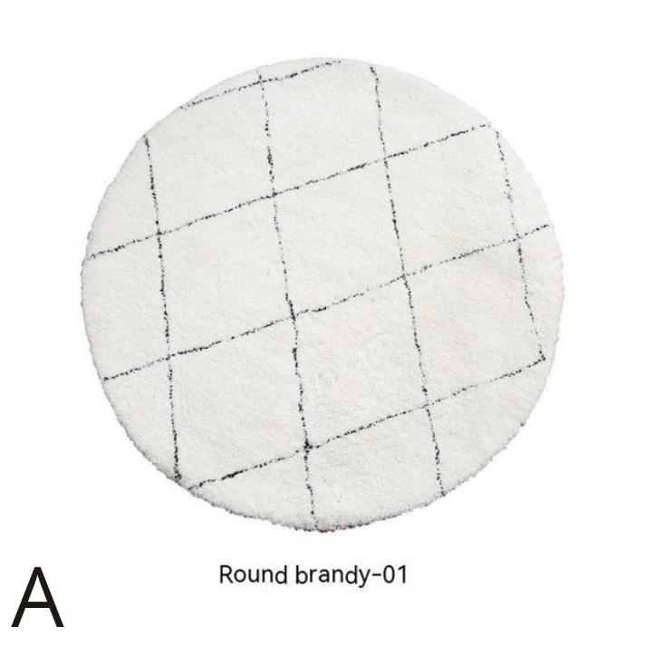 Tapis Rond en Velours Simple et Élégant │ Tapis à Rayures Noir et Blanc