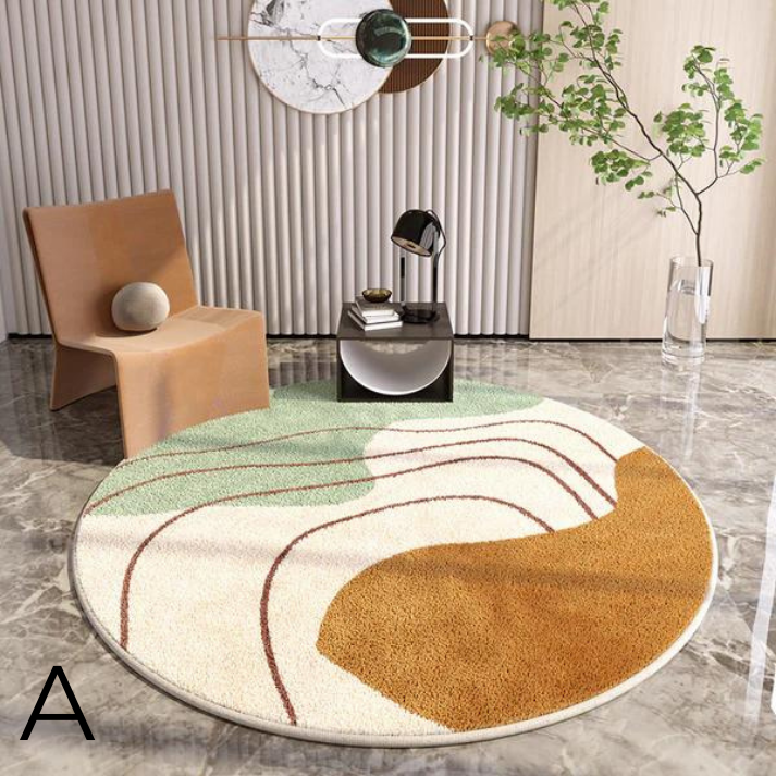 Tapis de Salon Rond Éclatant │ Modernité et Confort pour Votre Espace de Vie