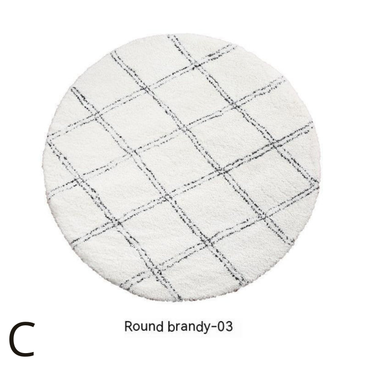 Tapis Rond en Velours Simple et Élégant │ Tapis à Rayures Noir et Blanc