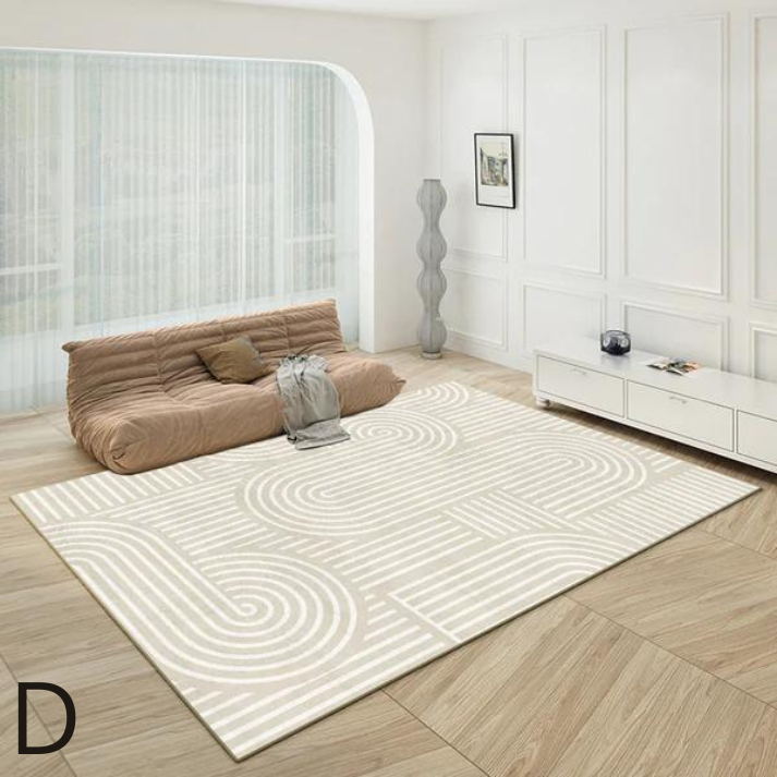 Tapis de Salon Crème Simple │ Tapis Rectangulaire Moderne en Imitation Cachemire