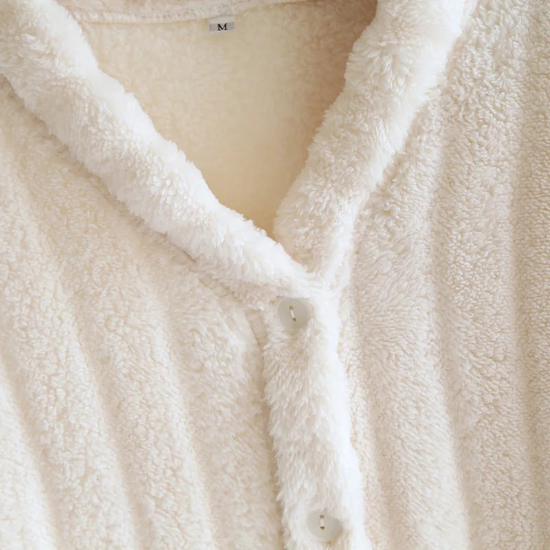 2025 Autumn/Winter New Women's Pajama Set Flannel Thickened Warm Cute Long Sleeve Pants Two Piece Coral Fleece Home Fur Women