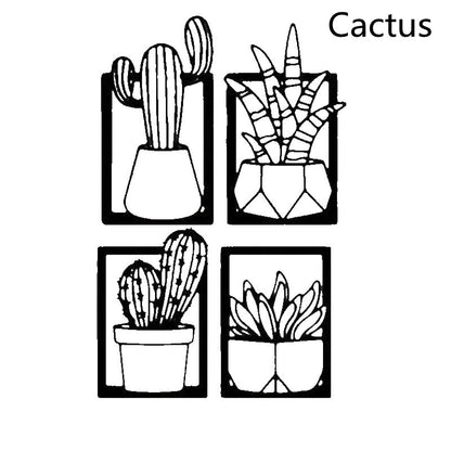Œuvre  Murale en Métal Silhouette Cactus │ Œuvre d'Art Décorative Moderne