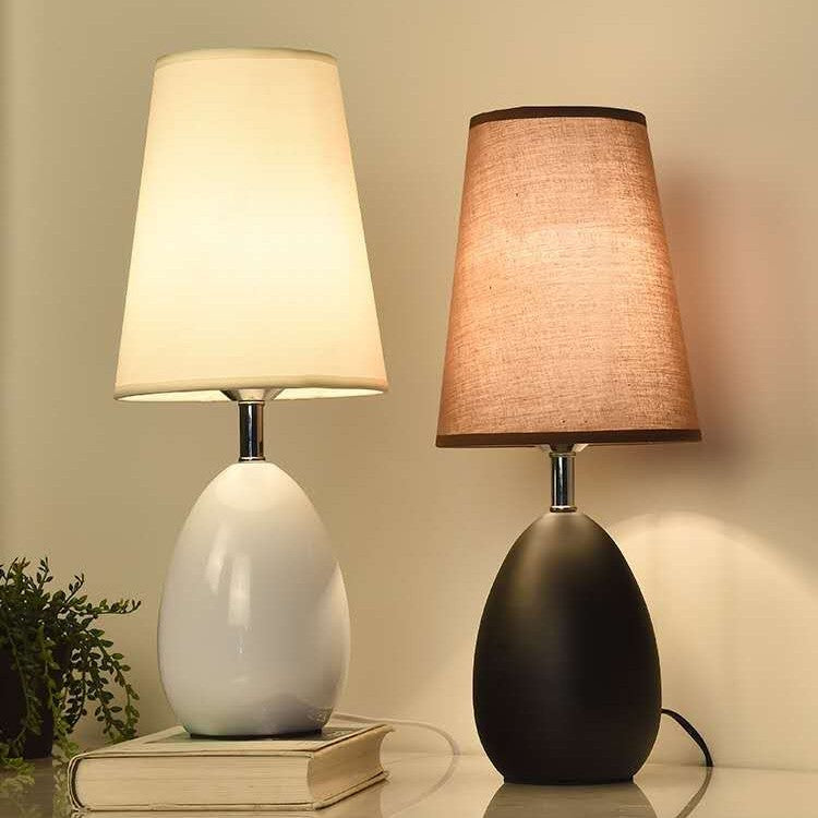 Lampe de Chevet à Variation de Lumière │ Design Élégant en Lin │ pour Chambre à Coucher