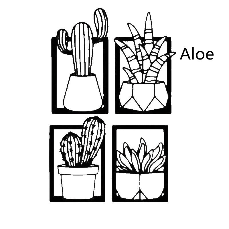 Œuvre  Murale en Métal Silhouette Cactus │ Œuvre d'Art Décorative Moderne