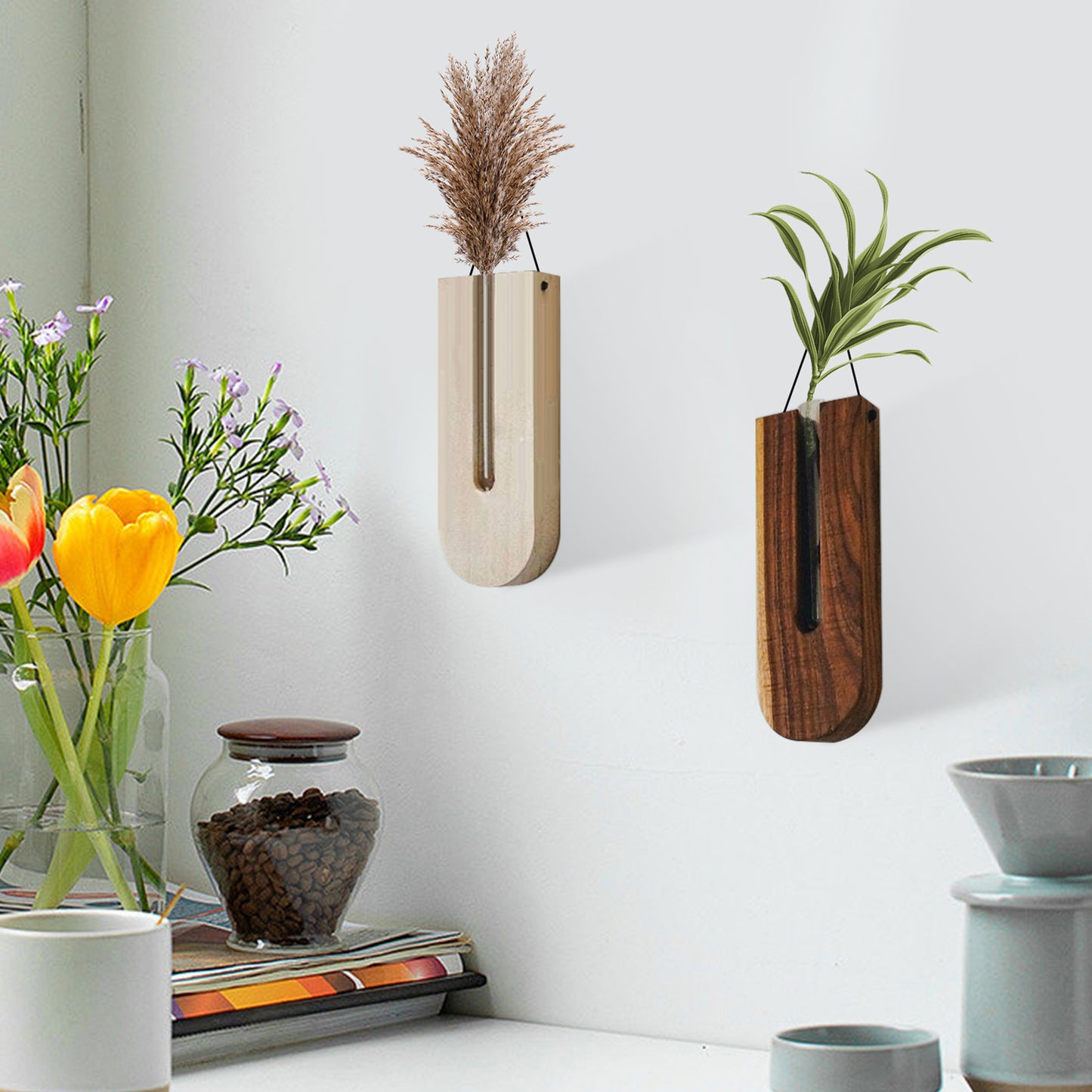 Vase Rotatif en Bois │ Élégance Moderne pour Votre Intérieur