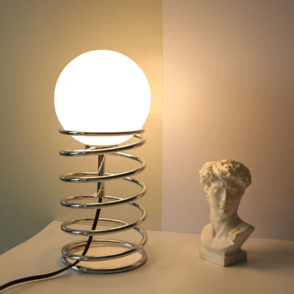 Lampe de Table de Chevet à Ressort Métallique │ Éclairage Contemporain et Élégant