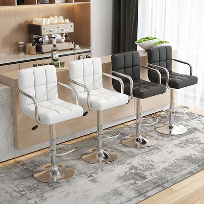 Chaise Moderne Blanche │ Hauteur Ajustable et Pivotante │ Parfaite pour la Cuisine