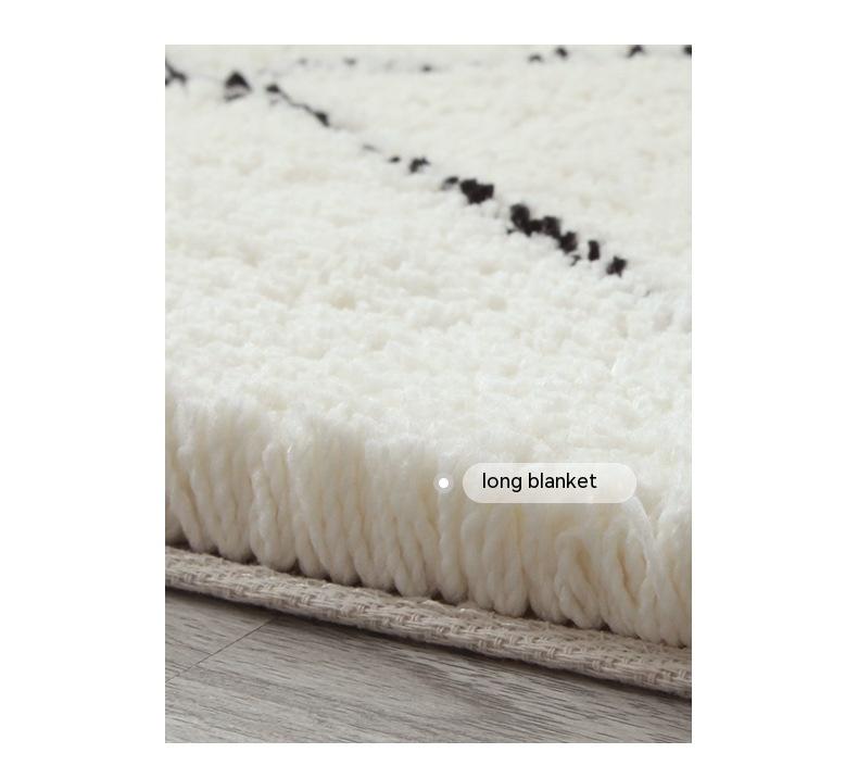 Tapis Rond en Velours Simple et Élégant │ Tapis à Rayures Noir et Blanc